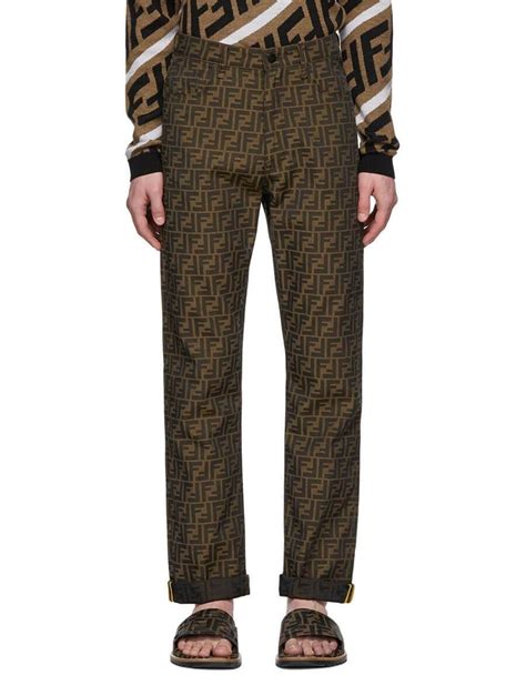 fendi pants brown floral leather trim|Fendi pants and shorts.